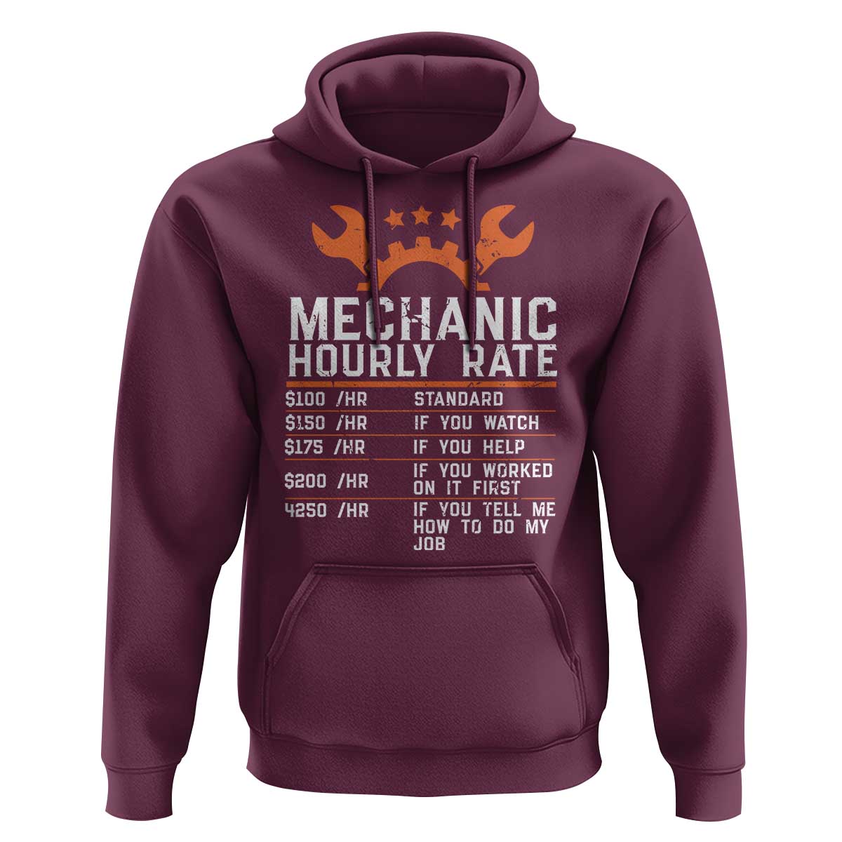 Funny Mechanic Hourly Rate Auto Car Mechanic Labor Rates Hoodie - Wonder Print Shop