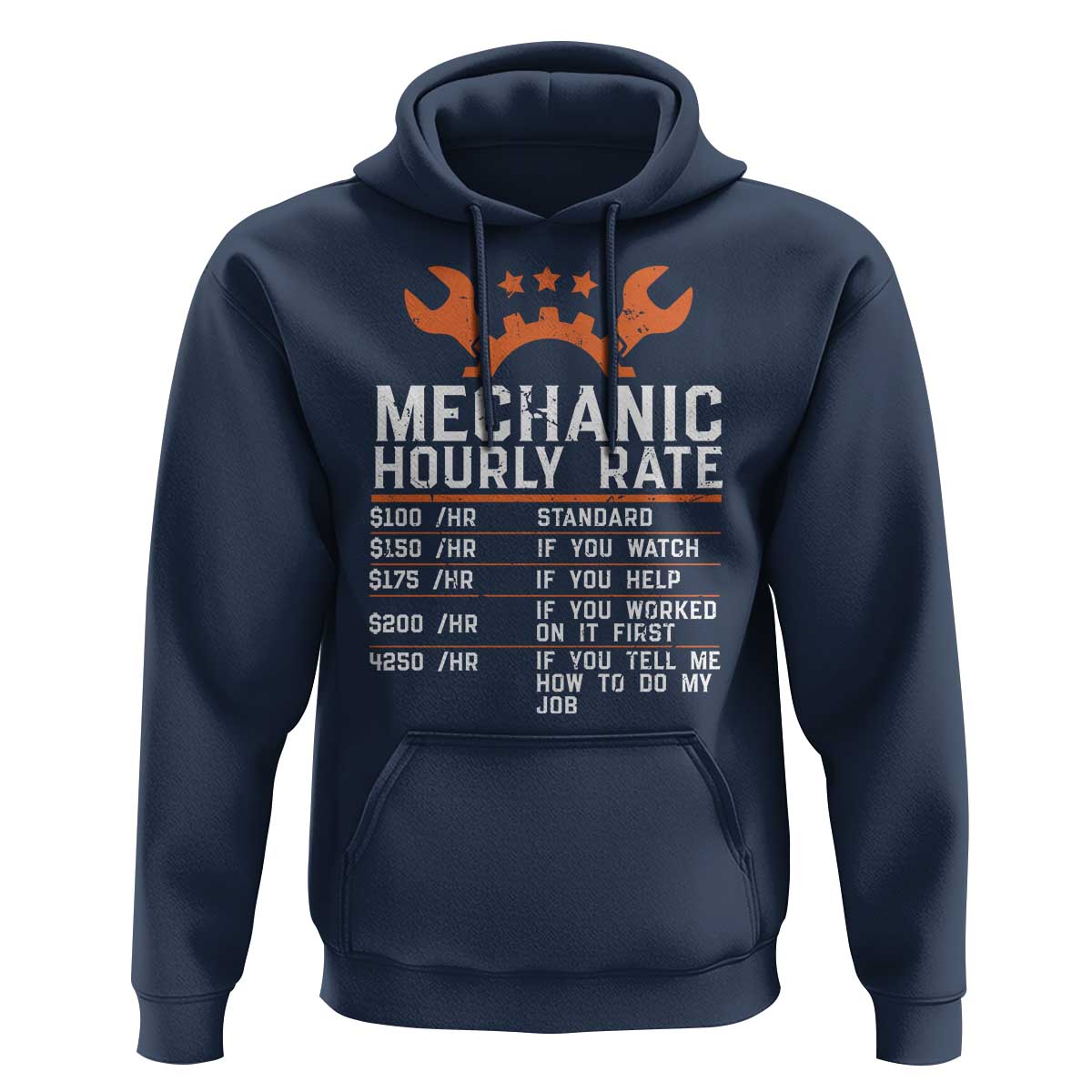 Funny Mechanic Hourly Rate Auto Car Mechanic Labor Rates Hoodie - Wonder Print Shop