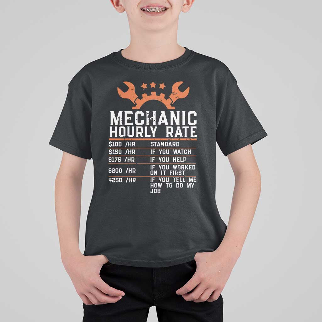 Funny Mechanic Hourly Rate Auto Car Mechanic Labor Rates T Shirt For Kid - Wonder Print Shop