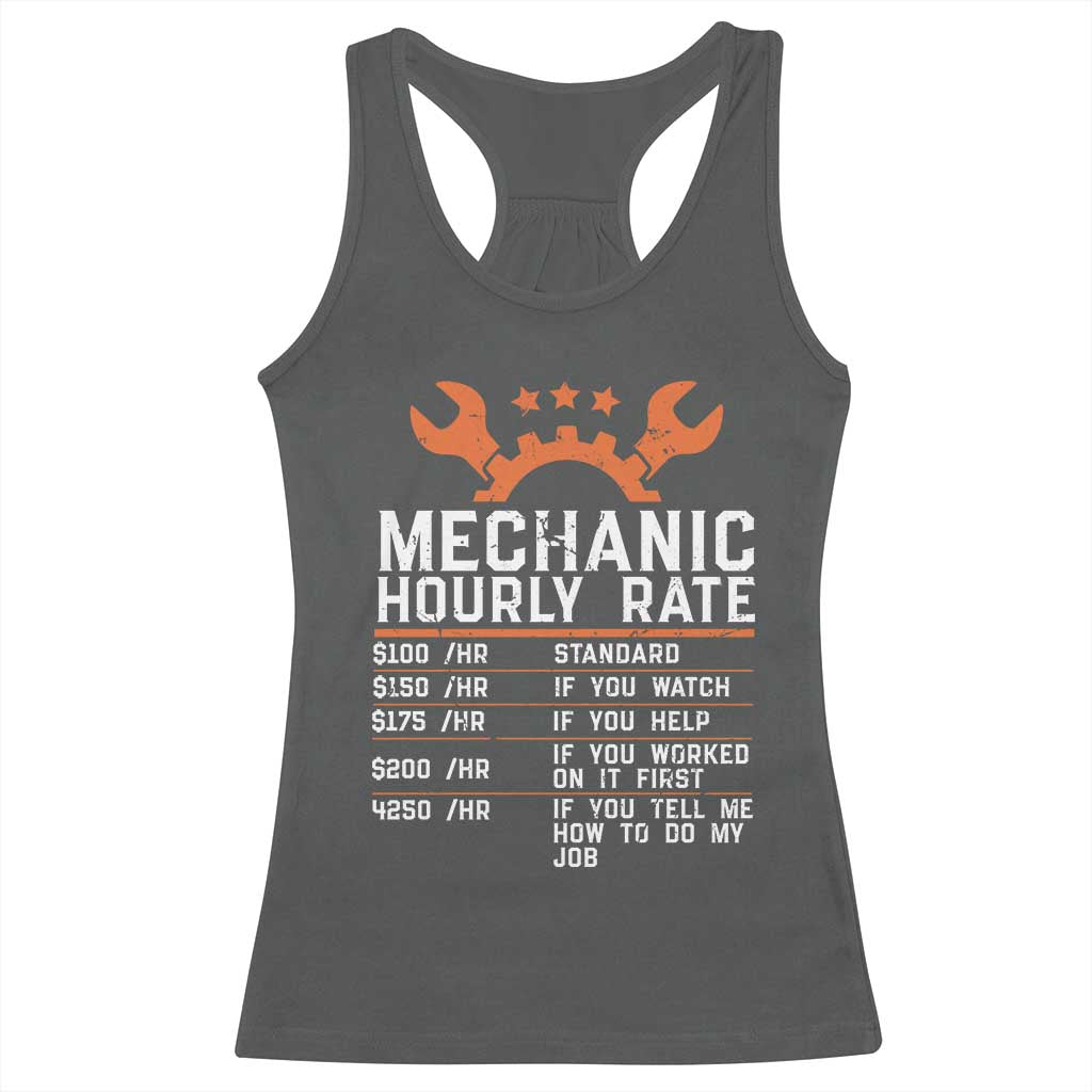 Funny Mechanic Hourly Rate Auto Car Mechanic Labor Rates Racerback Tank Top - Wonder Print Shop