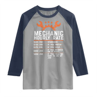 Funny Mechanic Hourly Rate Auto Car Mechanic Labor Rates Raglan Shirt - Wonder Print Shop