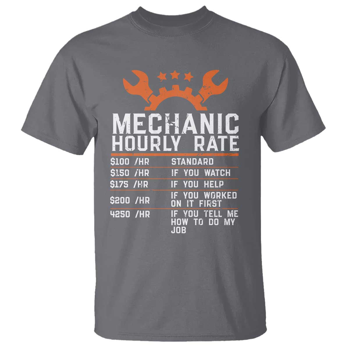 Funny Mechanic Hourly Rate Auto Car Mechanic Labor Rates T Shirt - Wonder Print Shop