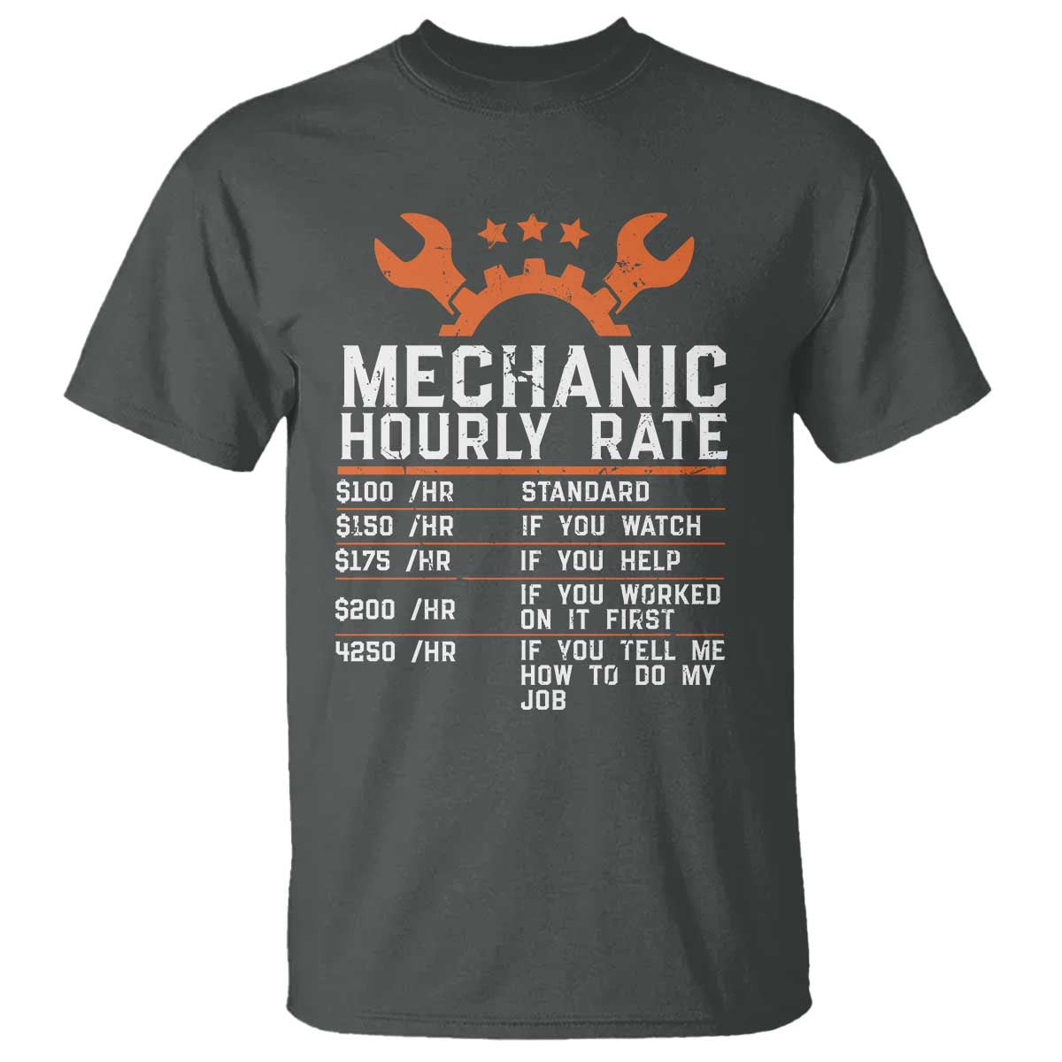 Funny Mechanic Hourly Rate Auto Car Mechanic Labor Rates T Shirt - Wonder Print Shop