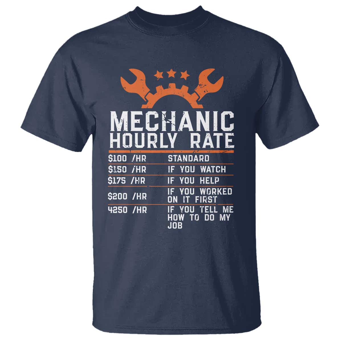 Funny Mechanic Hourly Rate Auto Car Mechanic Labor Rates T Shirt - Wonder Print Shop