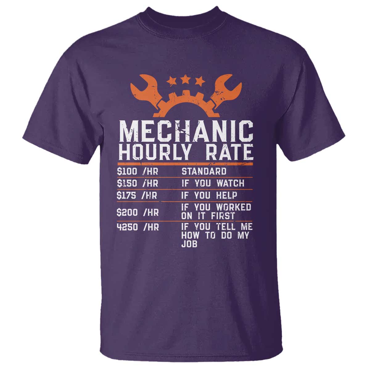 Funny Mechanic Hourly Rate Auto Car Mechanic Labor Rates T Shirt - Wonder Print Shop