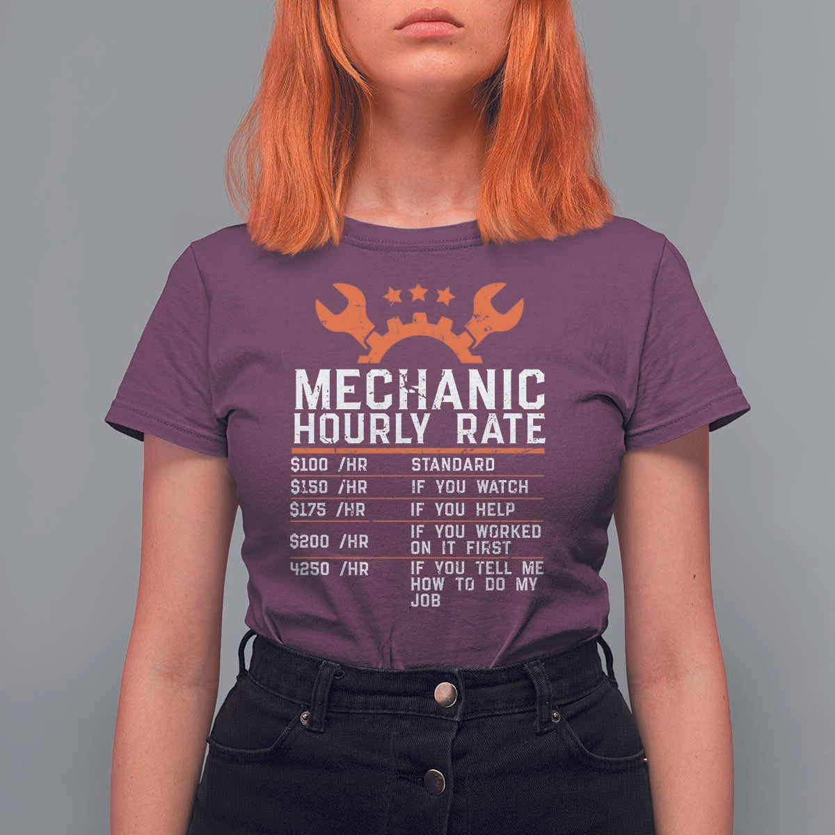 Funny Mechanic Hourly Rate Auto Car Mechanic Labor Rates T Shirt For Women - Wonder Print Shop