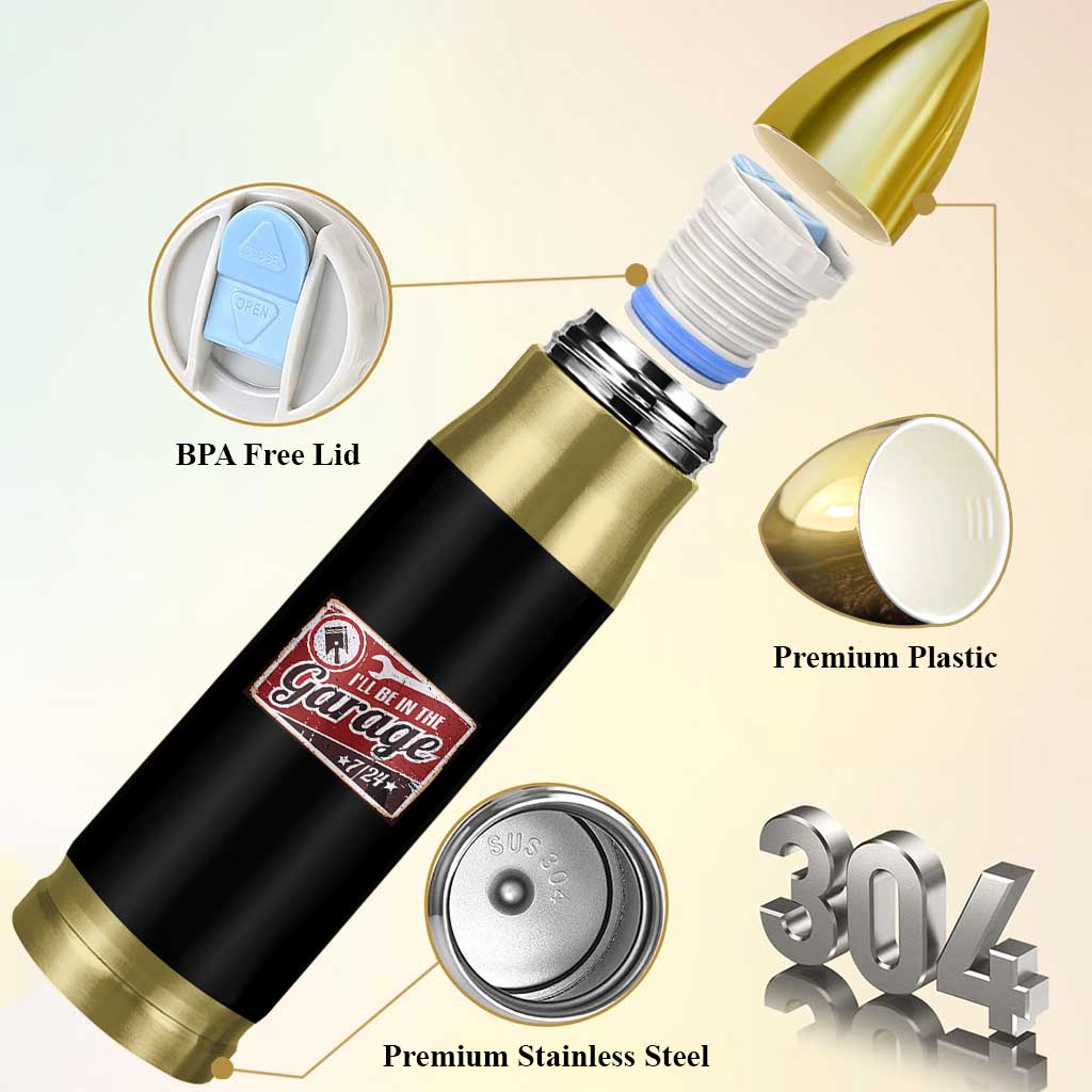 Funny I Will Be In The Garage Bullet Tumbler Car Mechanic Metal Sign - Wonder Print Shop