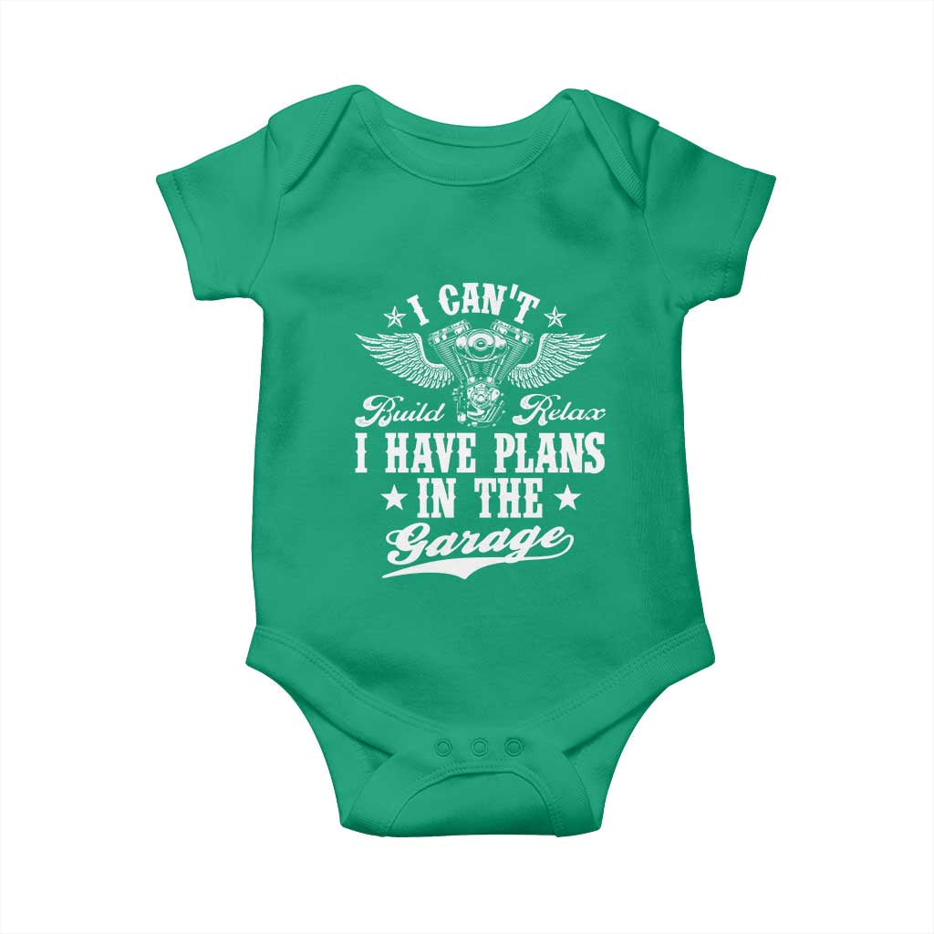 Funny I Cant I Have Plans In The Garage Baby Onesie Car Mechanics Fathers Day - Wonder Print Shop