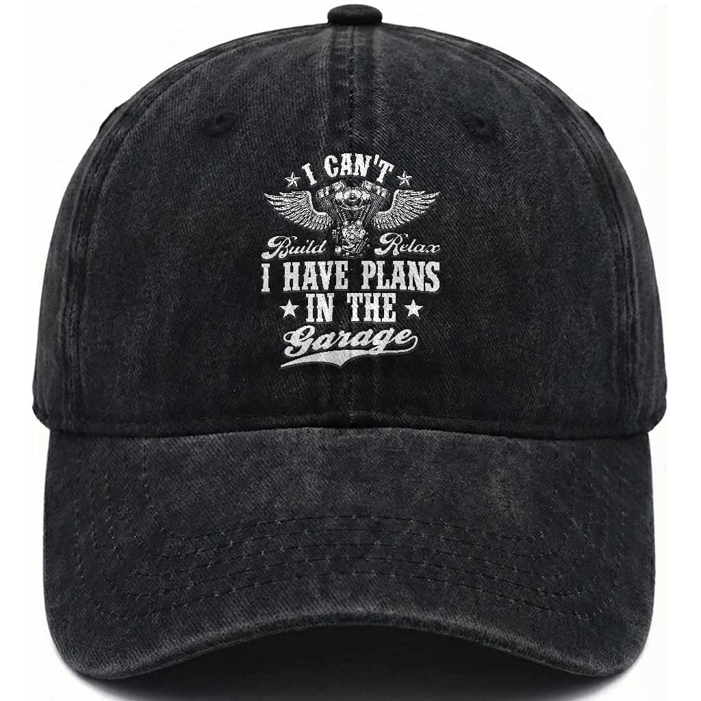 Funny I Cant I Have Plans In The Garage Washed Cotton Baseball Cap Car Mechanics Fathers Day