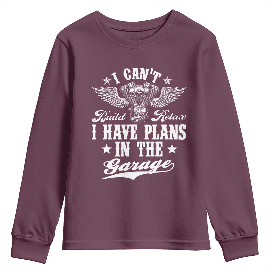 Funny I Cant I Have Plans In The Garage Youth Sweatshirt Car Mechanics Fathers Day - Wonder Print Shop