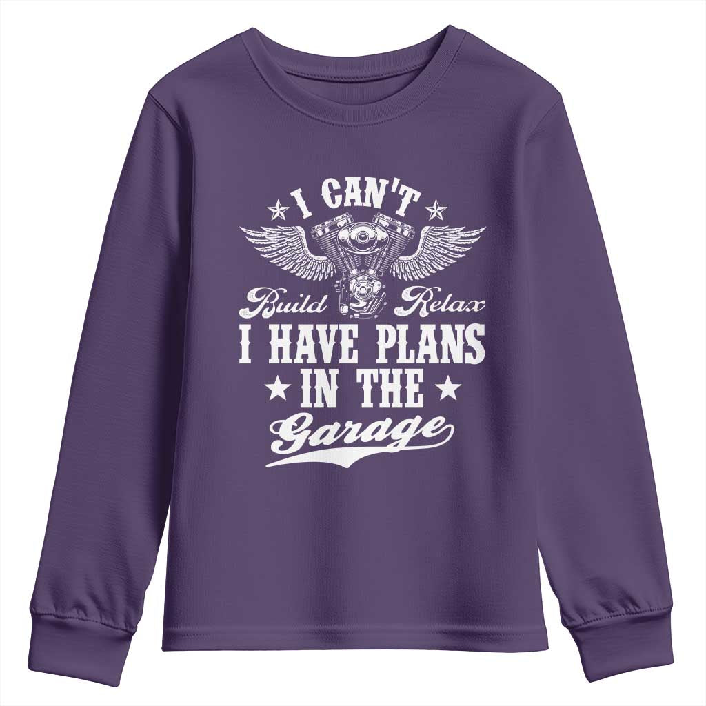 Funny I Cant I Have Plans In The Garage Youth Sweatshirt Car Mechanics Fathers Day - Wonder Print Shop