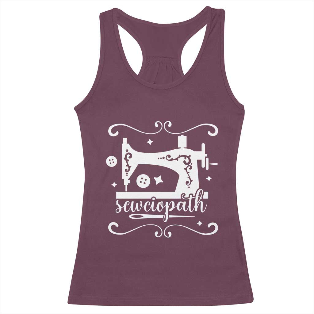 Sewing Lover Racerback Tank Top Sewciopath Quilter Sewing Machine - Wonder Print Shop