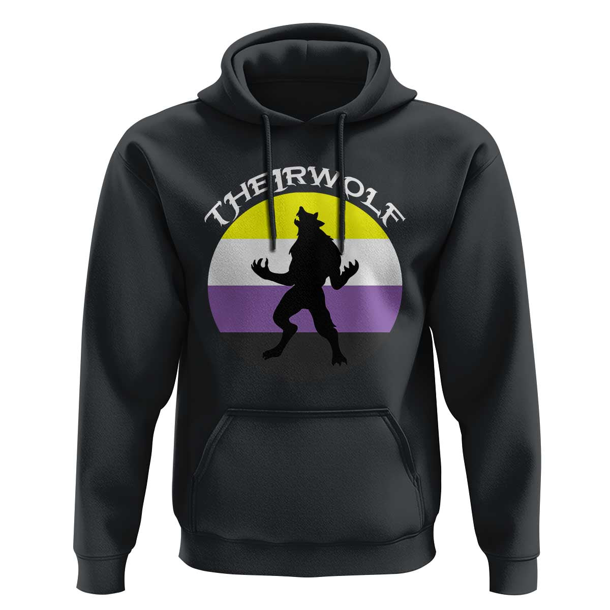Non Binary Hoodie Theirwolf Enby Flag LGBTQ Pride - Wonder Print Shop