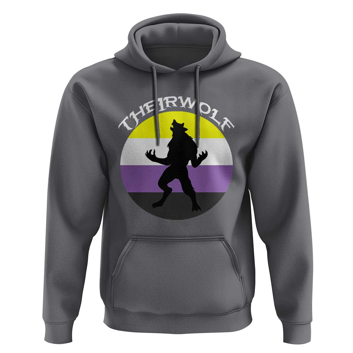 Non Binary Hoodie Theirwolf Enby Flag LGBTQ Pride - Wonder Print Shop