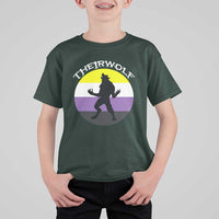 Non Binary T Shirt For Kid Theirwolf Enby Flag LGBTQ Pride - Wonder Print Shop