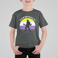 Non Binary T Shirt For Kid Theirwolf Enby Flag LGBTQ Pride - Wonder Print Shop