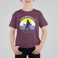 Non Binary T Shirt For Kid Theirwolf Enby Flag LGBTQ Pride - Wonder Print Shop
