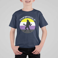 Non Binary T Shirt For Kid Theirwolf Enby Flag LGBTQ Pride - Wonder Print Shop