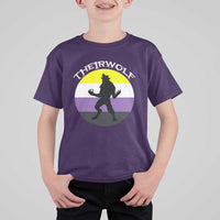 Non Binary T Shirt For Kid Theirwolf Enby Flag LGBTQ Pride - Wonder Print Shop