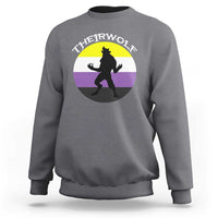 Non Binary Sweatshirt Theirwolf Enby Flag LGBTQ Pride - Wonder Print Shop