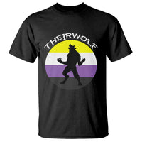Non Binary T Shirt Theirwolf Enby Flag LGBTQ Pride - Wonder Print Shop
