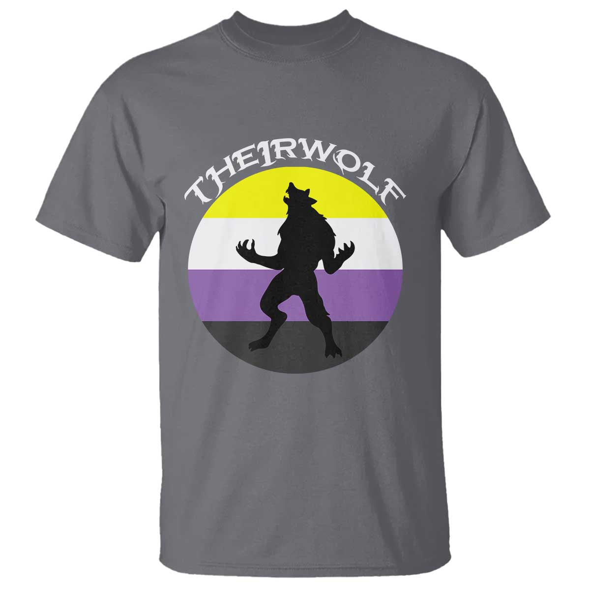 Non Binary T Shirt Theirwolf Enby Flag LGBTQ Pride - Wonder Print Shop