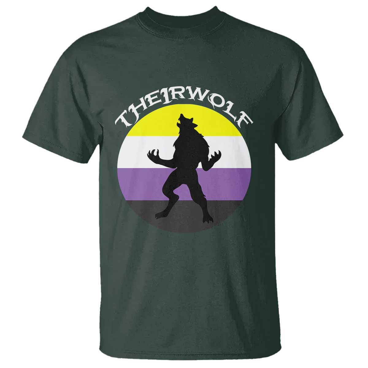 Non Binary T Shirt Theirwolf Enby Flag LGBTQ Pride - Wonder Print Shop