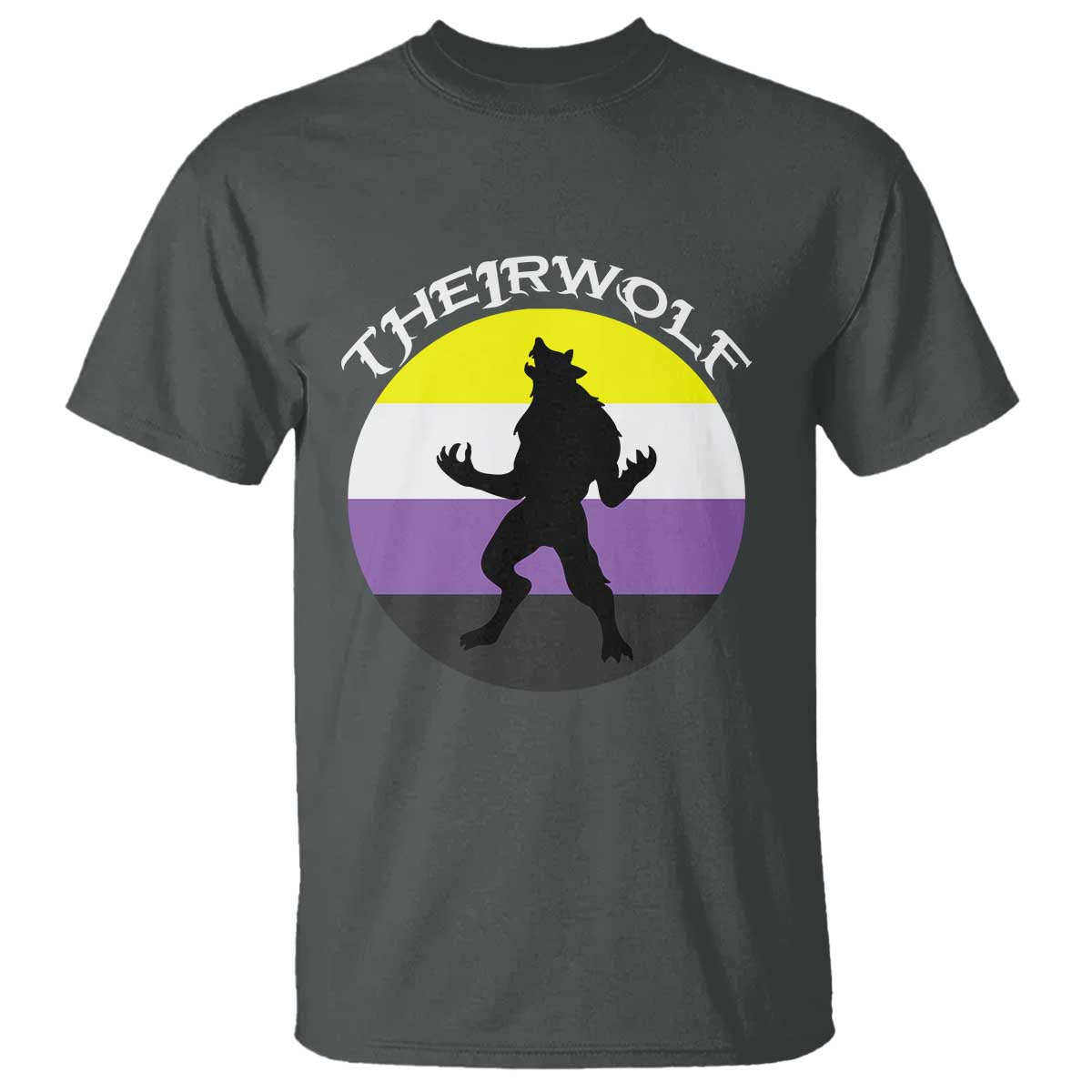 Non Binary T Shirt Theirwolf Enby Flag LGBTQ Pride - Wonder Print Shop