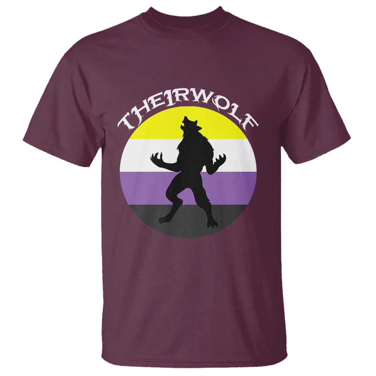 Non Binary T Shirt Theirwolf Enby Flag LGBTQ Pride - Wonder Print Shop