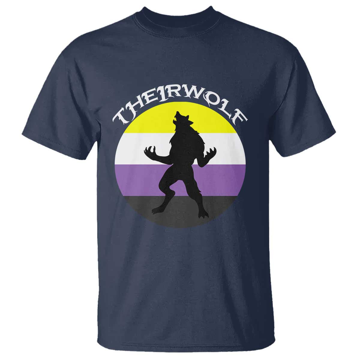 Non Binary T Shirt Theirwolf Enby Flag LGBTQ Pride - Wonder Print Shop