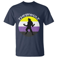 Non Binary T Shirt Theirwolf Enby Flag LGBTQ Pride - Wonder Print Shop
