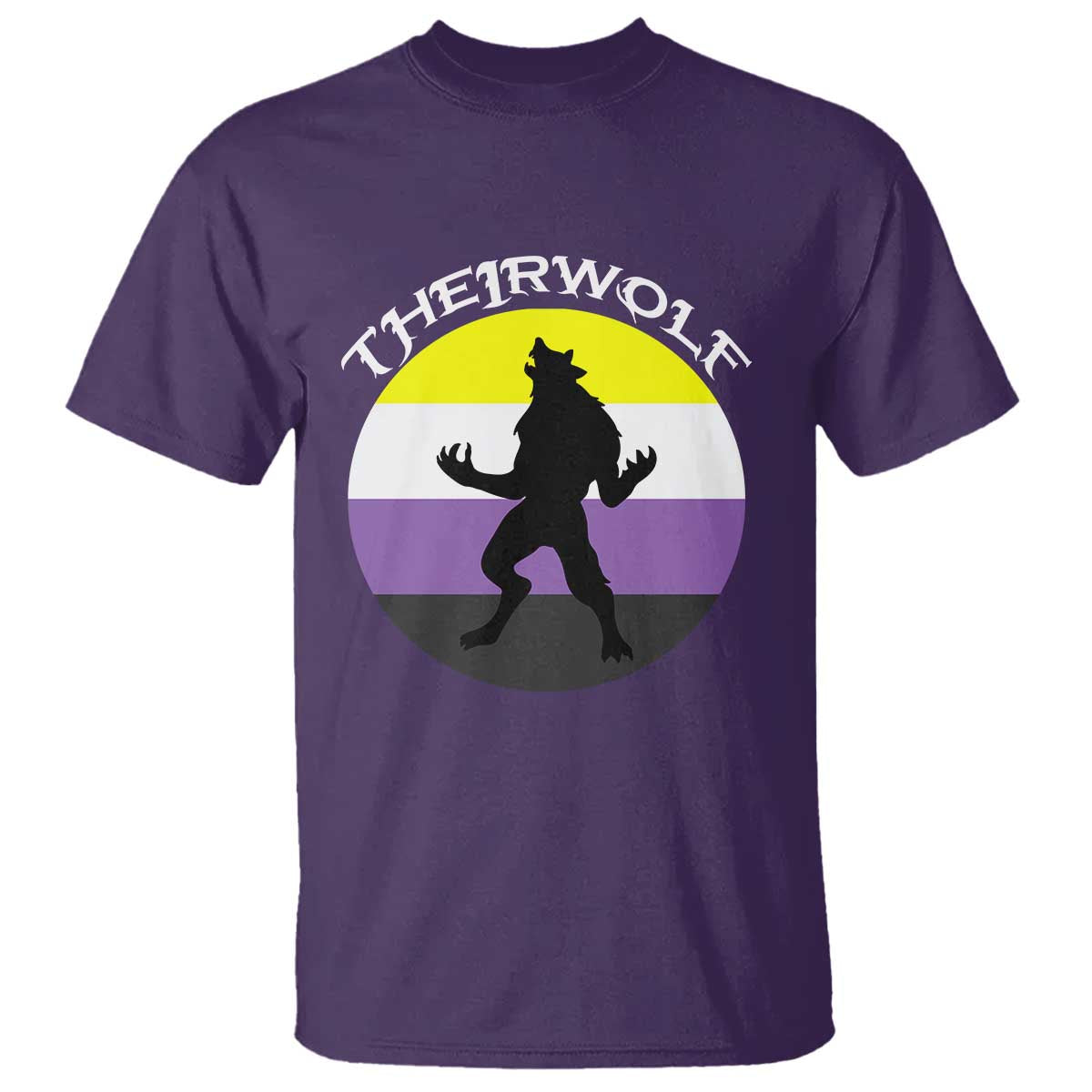 Non Binary T Shirt Theirwolf Enby Flag LGBTQ Pride - Wonder Print Shop