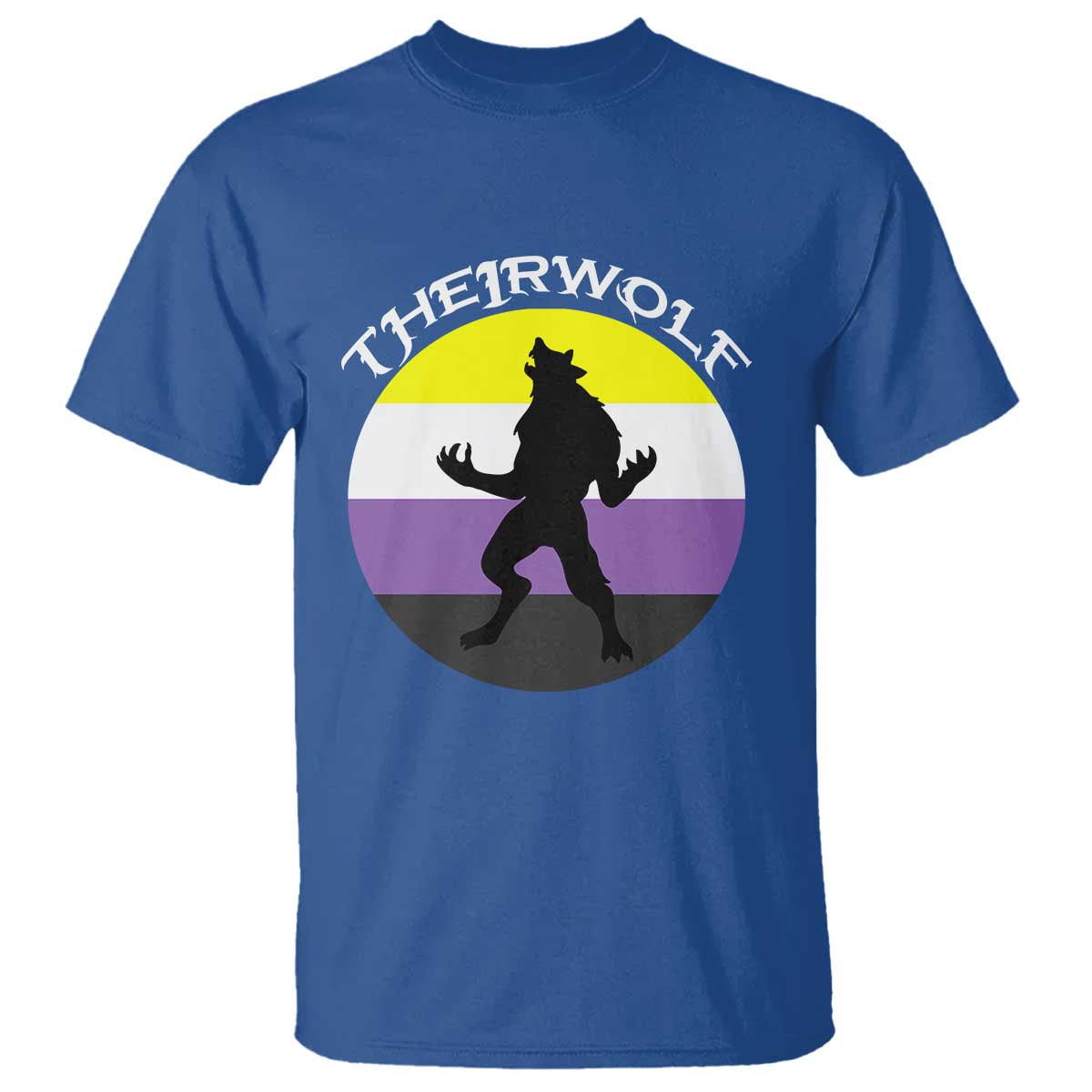 Non Binary T Shirt Theirwolf Enby Flag LGBTQ Pride - Wonder Print Shop