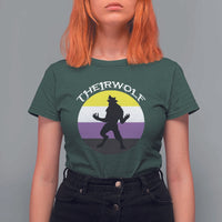 Non Binary T Shirt For Women Theirwolf Enby Flag LGBTQ Pride - Wonder Print Shop