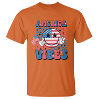 American Vibes T Shirt Retro Groovy USA Pride Flag 4th Of July - Wonder Print Shop