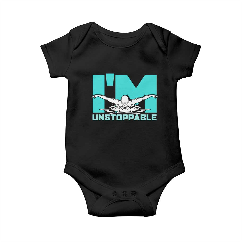 Funny Swimming Baby Onesie I'm Unstoppable Swim Cool Practice Butterfly Swimming - Wonder Print Shop