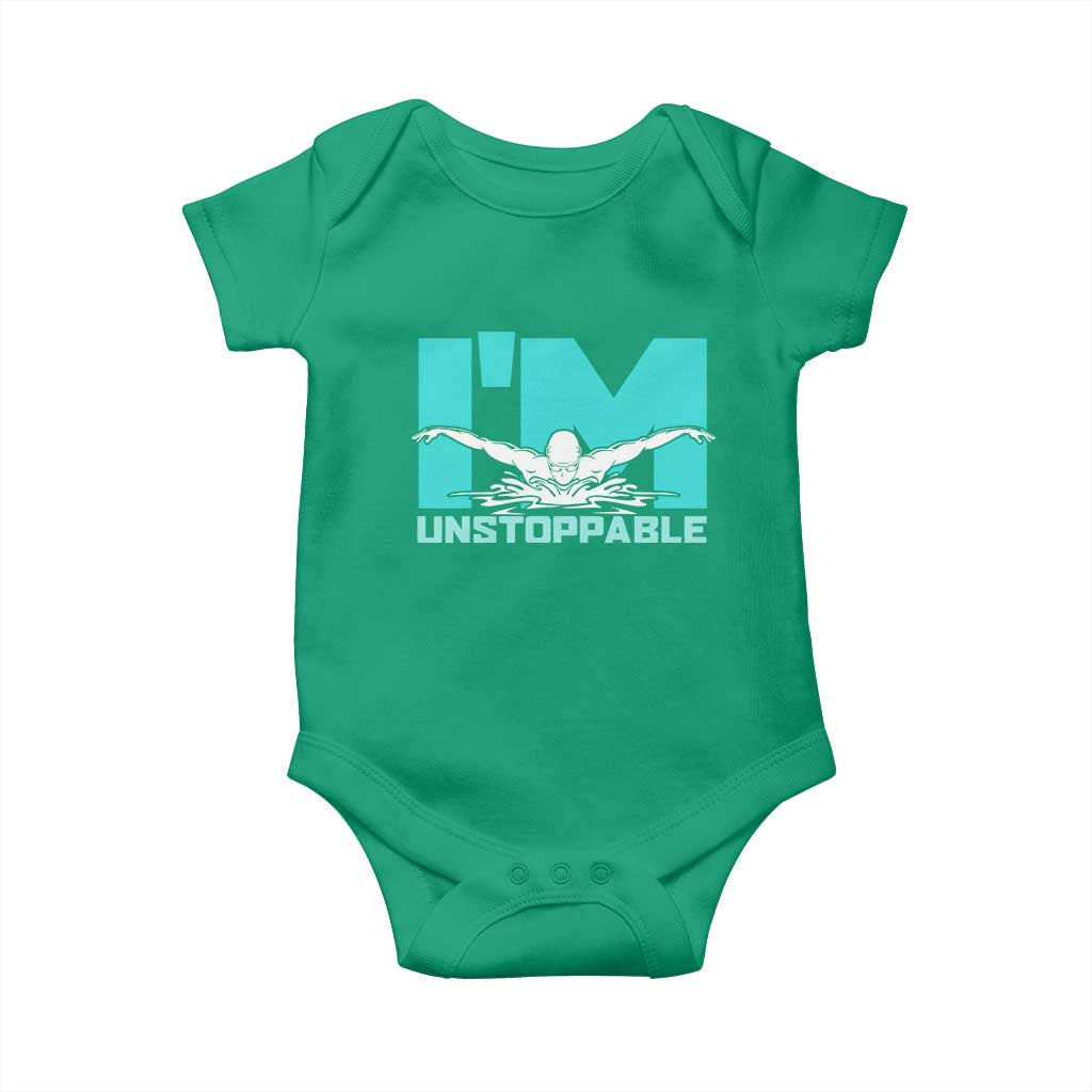 Funny Swimming Baby Onesie I'm Unstoppable Swim Cool Practice Butterfly Swimming - Wonder Print Shop