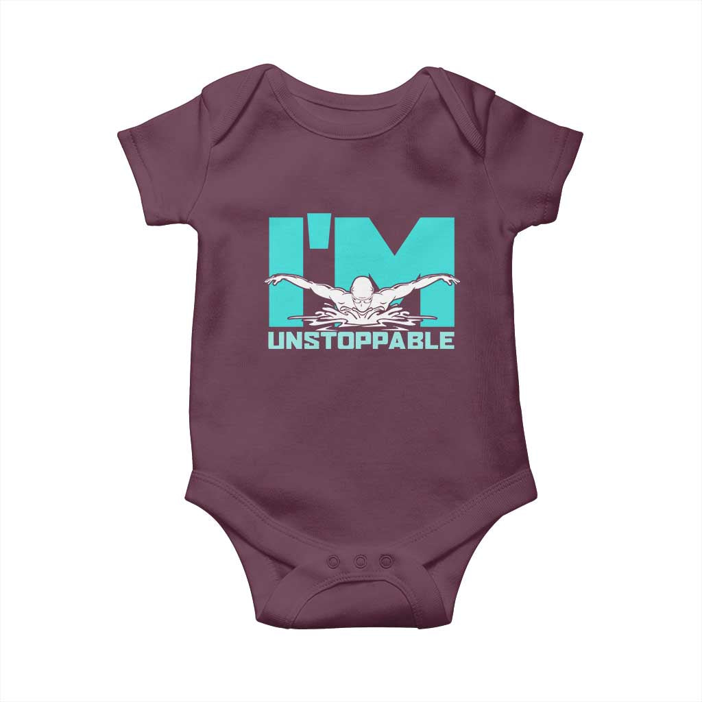 Funny Swimming Baby Onesie I'm Unstoppable Swim Cool Practice Butterfly Swimming - Wonder Print Shop