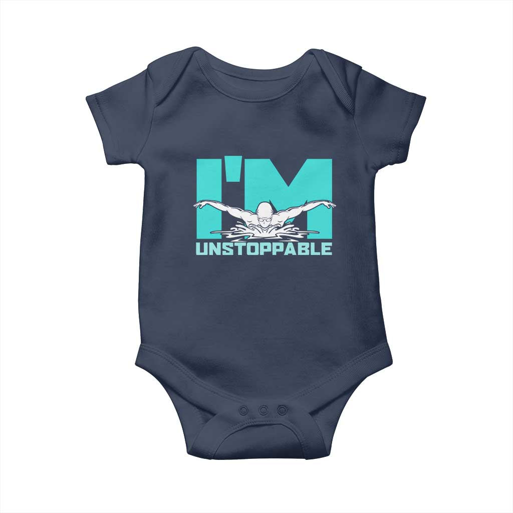 Funny Swimming Baby Onesie I'm Unstoppable Swim Cool Practice Butterfly Swimming - Wonder Print Shop