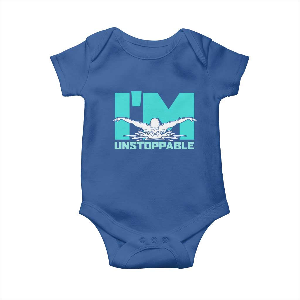 Funny Swimming Baby Onesie I'm Unstoppable Swim Cool Practice Butterfly Swimming - Wonder Print Shop