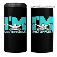 Funny Swimming 4 in 1 Can Cooler Tumbler I'm Unstoppable Swim Cool Practice Butterfly Swimming - Wonder Print Shop