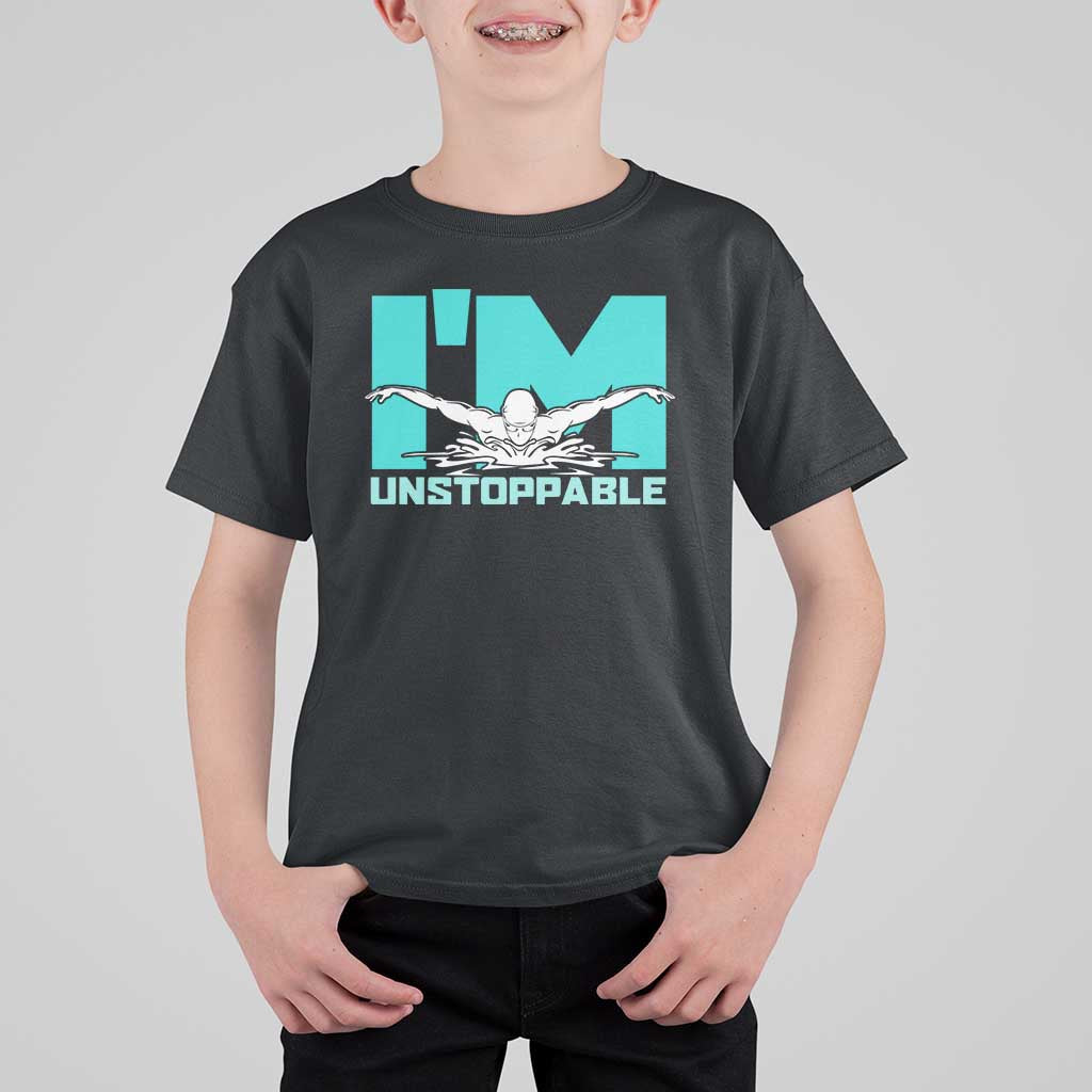 Funny Swimming T Shirt For Kid I'm Unstoppable Swim Cool Practice Butterfly Swimming - Wonder Print Shop