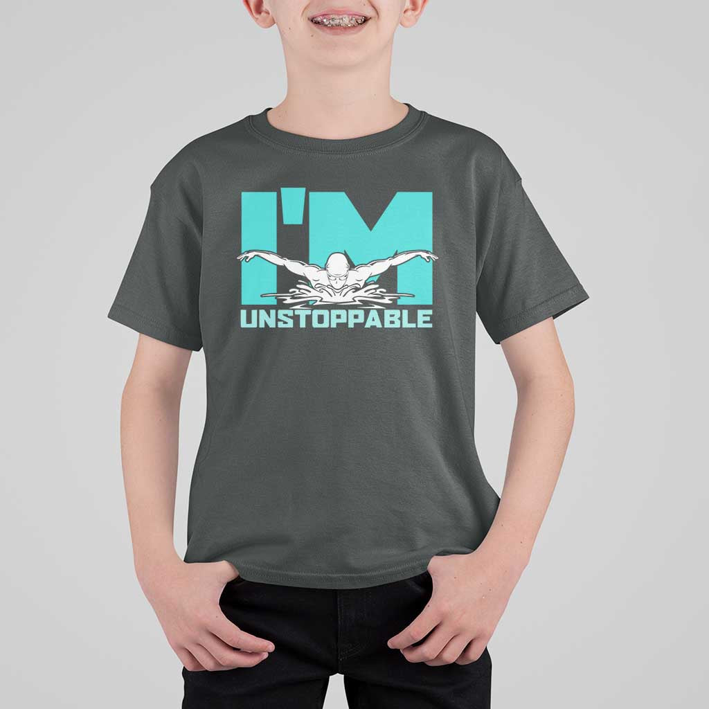 Funny Swimming T Shirt For Kid I'm Unstoppable Swim Cool Practice Butterfly Swimming - Wonder Print Shop