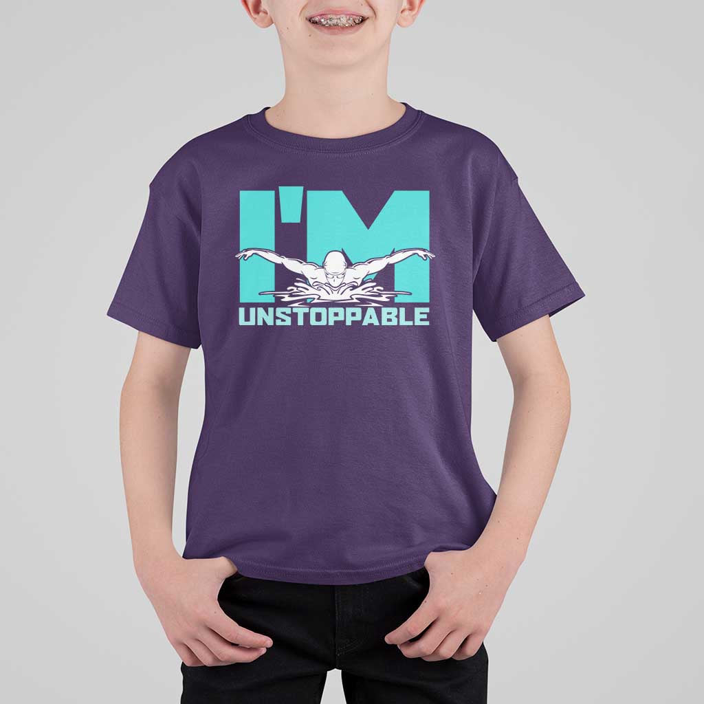 Funny Swimming T Shirt For Kid I'm Unstoppable Swim Cool Practice Butterfly Swimming - Wonder Print Shop