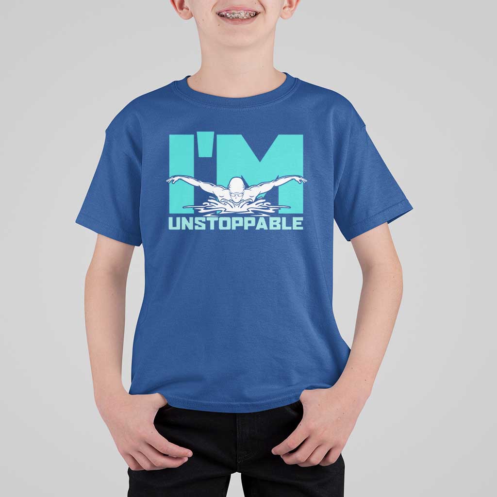 Funny Swimming T Shirt For Kid I'm Unstoppable Swim Cool Practice Butterfly Swimming - Wonder Print Shop