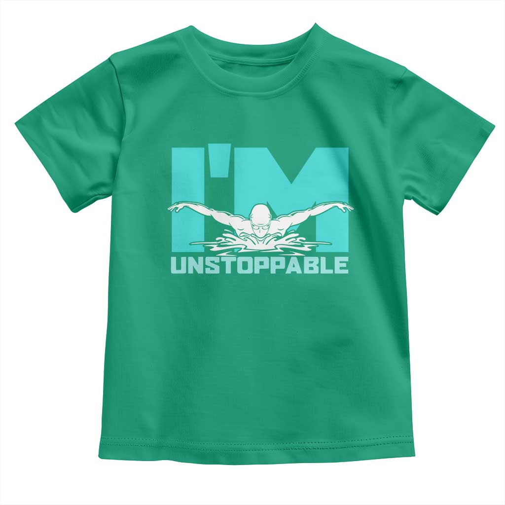 Funny Swimming Toddler T Shirt I'm Unstoppable Swim Cool Practice Butterfly Swimming - Wonder Print Shop