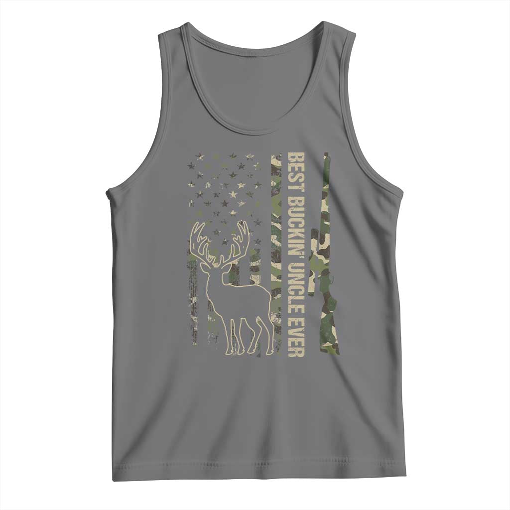 Funny Best Buckin Uncle Ever Tank Top Whitetail Camo Flag Father's Day