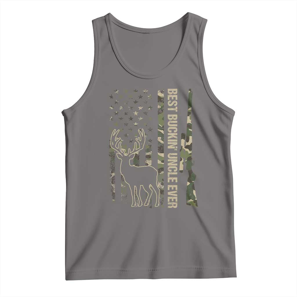 Funny Best Buckin Uncle Ever Tank Top Whitetail Camo Flag Father's Day