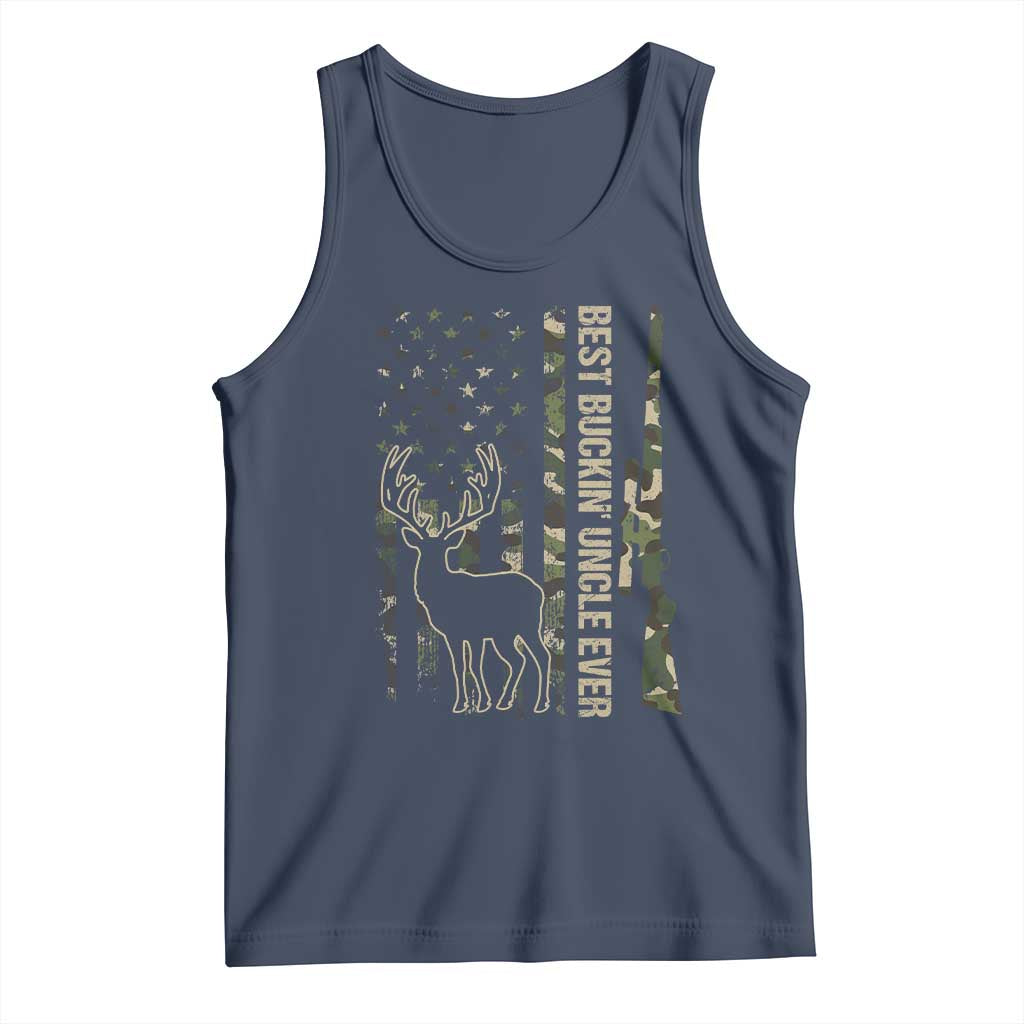 Funny Best Buckin Uncle Ever Tank Top Whitetail Camo Flag Father's Day
