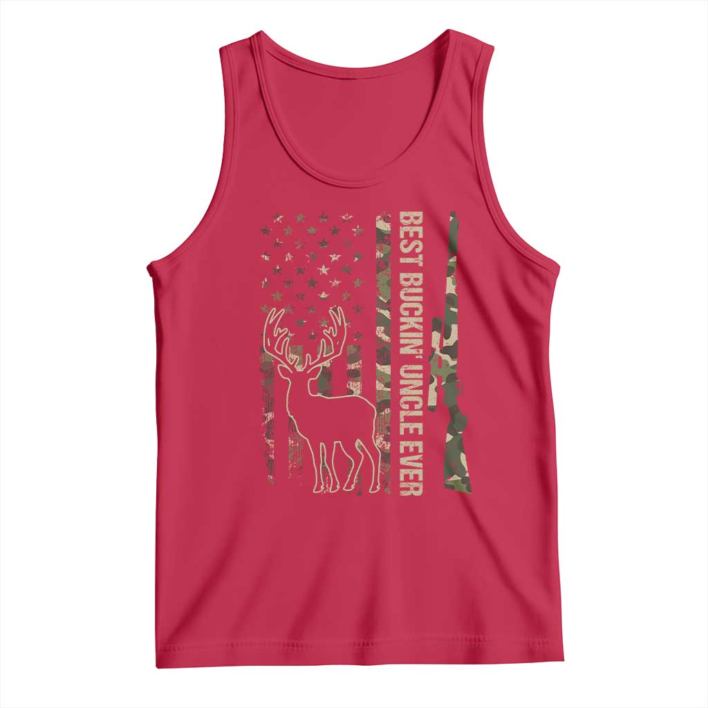 Funny Best Buckin Uncle Ever Tank Top Whitetail Camo Flag Father's Day